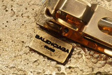 画像をギャラリービューアに読み込む, BALENCIAGA バレンシアガ バレッタ アクセサリー 髪留め リボン ロゴ フランス製 GP ゴールド 良品 中古 51170