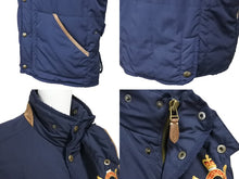 画像をギャラリービューアに読み込む, POLO RALPH LAUREN ポロラルフローレン スタンドカラー 裏チェック フロント刺繍デザイン 中綿 ベスト ネイビー 中古 51191