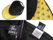 画像をギャラリービューアに読み込む, JACOB&amp;CO ジェイコブ キャップ メンズ 4タイムゾーン 刺繡 ブラック コットン サイズ57CM 美品 中古 51227