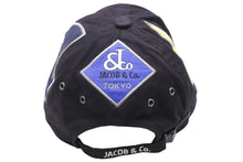 画像をギャラリービューアに読み込む, JACOB&amp;CO ジェイコブ キャップ メンズ 4タイムゾーン 刺繡 ブラック コットン サイズ57CM 美品 中古 51227