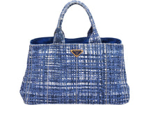 Load image into Gallery viewer, PRADA プラダ トートバッグ ハンドバッグ B1872B CANAPA STAMPATA カナパ ブルー ゴールド金具 良品 中古 51290