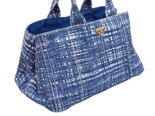 Load image into Gallery viewer, PRADA プラダ トートバッグ ハンドバッグ B1872B CANAPA STAMPATA カナパ ブルー ゴールド金具 良品 中古 51290