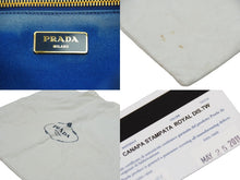 Load image into Gallery viewer, PRADA プラダ トートバッグ ハンドバッグ B1872B CANAPA STAMPATA カナパ ブルー ゴールド金具 良品 中古 51290