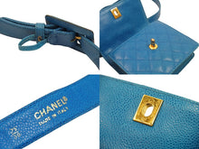 画像をギャラリービューアに読み込む, CHANEL シャネル ウエストバッグ・ボディバッグ 1番台 キャビアスキン ブルー ゴールド金具 美品 中古 51314