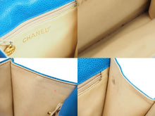 画像をギャラリービューアに読み込む, CHANEL シャネル ウエストバッグ・ボディバッグ 1番台 キャビアスキン ブルー ゴールド金具 美品 中古 51314