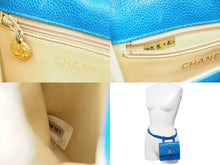 画像をギャラリービューアに読み込む, CHANEL シャネル ウエストバッグ・ボディバッグ 1番台 キャビアスキン ブルー ゴールド金具 美品 中古 51314