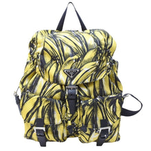 Load image into Gallery viewer, PRADA プラダ リュック デイパック バナナ柄 イエロー ナイロン レザー 1BZ811 シルバー金具 美品 中古 51324