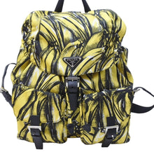 Load image into Gallery viewer, PRADA プラダ リュック デイパック バナナ柄 イエロー ナイロン レザー 1BZ811 シルバー金具 美品 中古 51324