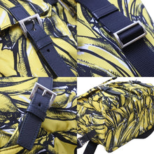 Load image into Gallery viewer, PRADA プラダ リュック デイパック バナナ柄 イエロー ナイロン レザー 1BZ811 シルバー金具 美品 中古 51324