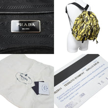 Load image into Gallery viewer, PRADA プラダ リュック デイパック バナナ柄 イエロー ナイロン レザー 1BZ811 シルバー金具 美品 中古 51324
