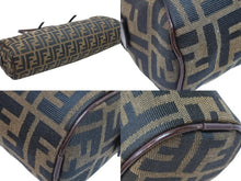 画像をギャラリービューアに読み込む, FENDI フェンディ ハンドバッグ ミニボストンバッグ ズッカ柄 8BL006 キャンバス レザー ブラウン シルバー金具 美品 中古 51362