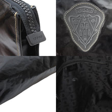 画像をギャラリービューアに読み込む, GUCCI グッチ トートバッグ クレスト 181905 493075 イタリア製 コーティングキャンバス ブラック 美品 中古 51404