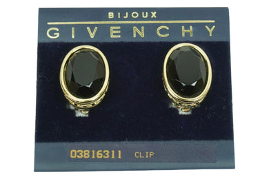 GIVENCHY ジバンシー イヤリング 両耳 アクセサリー ストーン GP 03816311 GP 9g ストーン ゴールド ブラック 美品 中古 51407