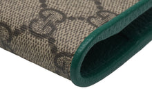 画像をギャラリービューアに読み込む, 極美品 GUCCI グッチ パスポートケース 586257 GGスプリーム キャンバス レザー ベージュ グリーン 中古 51421
