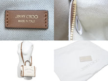 画像をギャラリービューアに読み込む, 新品同様 JIMMY CHOO ジミーチュウ ハンドバッグ コットンキャンバス ロゴ入り ショルダーストラップ付き 8D6FFW ゴールド金具
