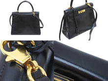 Load image into Gallery viewer, エルメス ケリー28 内縫い ブラック ソルド品 □B刻印 カーフスキン ゴールド金具 ハンドバッグ 2WAY 美品 中古 51451