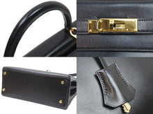 Load image into Gallery viewer, エルメス ケリー28 内縫い ブラック ソルド品 □B刻印 カーフスキン ゴールド金具 ハンドバッグ 2WAY 美品 中古 51451