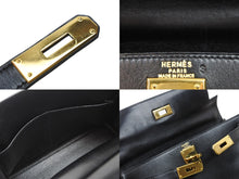 Load image into Gallery viewer, エルメス ケリー28 内縫い ブラック ソルド品 □B刻印 カーフスキン ゴールド金具 ハンドバッグ 2WAY 美品 中古 51451