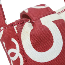 画像をギャラリービューアに読み込む, CHANEL シャネル ヴィンテージ バイシーライン ポーチ ココマーク レッド ホワイト キャンバス 美品 中古 51461