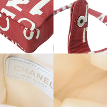画像をギャラリービューアに読み込む, CHANEL シャネル ヴィンテージ バイシーライン ポーチ ココマーク レッド ホワイト キャンバス 美品 中古 51461
