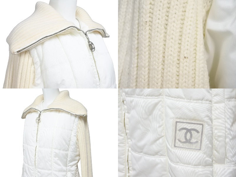 CHANEL シャネル スポーツライン リブニット 切り替え ダウン コート