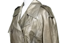 Load image into Gallery viewer, Christian Dior クリスチャンディオール ライダースジャケット シルバー 光沢 金属繊維 シルク 0E21225S1919 38 中古 51480
