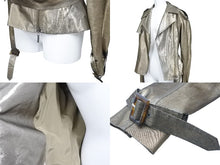 Load image into Gallery viewer, Christian Dior クリスチャンディオール ライダースジャケット シルバー 光沢 金属繊維 シルク 0E21225S1919 38 中古 51480