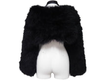 画像をギャラリービューアに読み込む, GUCCI グッチ ターキーフェザー 羽織り ファー シルク ブラック 黒 付け袖 長袖 129661.XP071 中古 51493