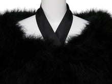 画像をギャラリービューアに読み込む, GUCCI グッチ ターキーフェザー 羽織り ファー シルク ブラック 黒 付け袖 長袖 129661.XP071 中古 51493