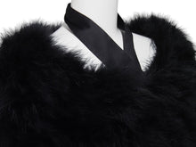 画像をギャラリービューアに読み込む, GUCCI グッチ ターキーフェザー 羽織り ファー シルク ブラック 黒 付け袖 長袖 129661.XP071 中古 51493