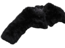 画像をギャラリービューアに読み込む, GUCCI グッチ ターキーフェザー 羽織り ファー シルク ブラック 黒 付け袖 長袖 129661.XP071 中古 51493