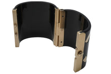 Load image into Gallery viewer, CHANEL シャネル ココマーク バングル ブレスレット B16S刻印 イタリア製 プラスチック GP ブラック ゴールド 美品 中古 51500