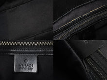 画像をギャラリービューアに読み込む, GUCCI グッチ GGキャンバス ハンドバッグ ミニトート 巾着バッグ レザー 黒 ブラック シルバー 109143 002122 中古 51565