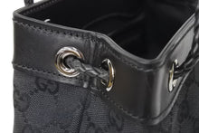 画像をギャラリービューアに読み込む, GUCCI グッチ GGキャンバス ハンドバッグ ミニトート 巾着バッグ レザー 黒 ブラック シルバー 109143 002122 中古 51565