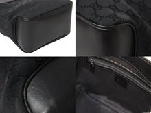 画像をギャラリービューアに読み込む, GUCCI グッチ GGキャンバス ハンドバッグ ミニトート 巾着バッグ レザー 黒 ブラック シルバー 109143 002122 中古 51565