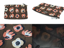 Load image into Gallery viewer, PRADA プラダ トートバッグ ポーチ 三角プレート 花柄 ブラウン シルバー金具 イタリア製 ナイロン 美品 中古 51594