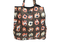 Load image into Gallery viewer, PRADA プラダ トートバッグ ポーチ 三角プレート 花柄 ブラウン シルバー金具 イタリア製 ナイロン 美品 中古 51594