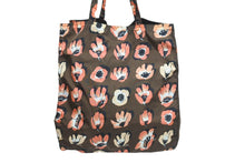 Load image into Gallery viewer, PRADA プラダ トートバッグ ポーチ 三角プレート 花柄 ブラウン シルバー金具 イタリア製 ナイロン 美品 中古 51594