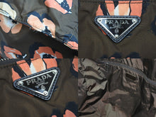 Load image into Gallery viewer, PRADA プラダ トートバッグ ポーチ 三角プレート 花柄 ブラウン シルバー金具 イタリア製 ナイロン 美品 中古 51594