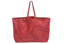 Load image into Gallery viewer, BOTTEGAVENETA ボッテガヴェネタ トートバッグ ハンドバッグ イントレチャート柄 レッド イタリア製 美品 中古 51600