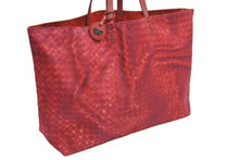 Load image into Gallery viewer, BOTTEGAVENETA ボッテガヴェネタ トートバッグ ハンドバッグ イントレチャート柄 レッド イタリア製 美品 中古 51600