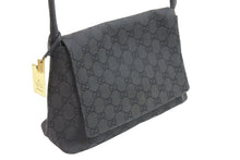 画像をギャラリービューアに読み込む, GUCCI グッチ ハンドバッグ ミニポーチ 90646 1705 イタリア製 GGキャンバス レザー ブラック 美品 中古 51605