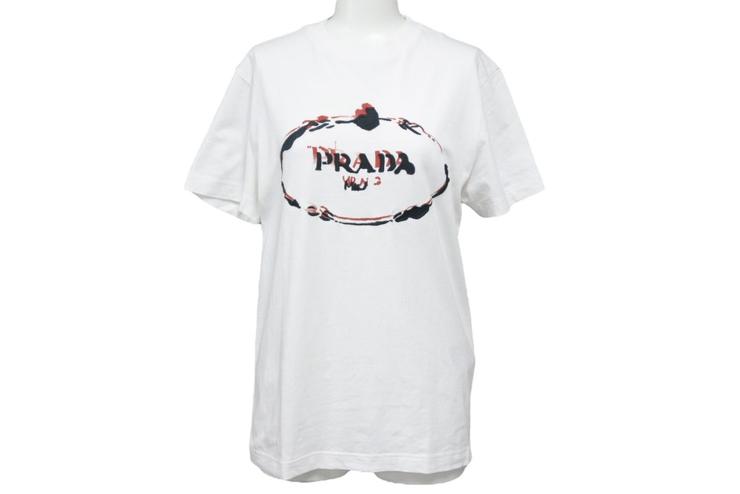 PRADA プラダ 半袖Ｔシャツ RN.98339 CA.34767 刺繡 ホワイト コットン ...