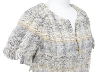 画像をギャラリービューアに読み込む, CHANEL シャネル ジャケット レディース P57900V43835 ホワイト グレー ツイード サイズ36 ゴールド金具 美品 中古 51652