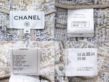 画像をギャラリービューアに読み込む, CHANEL シャネル ジャケット レディース P57900V43835 ホワイト グレー ツイード サイズ36 ゴールド金具 美品 中古 51652