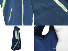 Load image into Gallery viewer, HERMES エルメス ナイロンベスト ジャージ ライン フランス製 ナイロン エラステン ネイビー グリーン サイズ50 美品 中古 51661