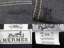 Load image into Gallery viewer, 極美品 HERMES エルメス Hロゴ セリエボタン ベースボールキャップ 帽子 フランス製 リネン ブルー サイズ59 中古 51662