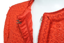 画像をギャラリービューアに読み込む, CAROLINA HERRERA キャロライナ ヘレラ ツイード ジャケット レッド アクリル 赤 アウター デザイン 310983 サイズ0 中古 51673