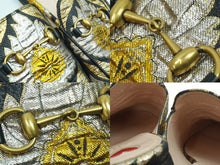 画像をギャラリービューアに読み込む, GUCCI グッチ サンダル プリンスタウン ホースビット バブーシュ ミュール 432773 キャンバス ブラック ゴールド 良品 中古 51674