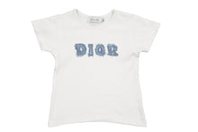 画像をギャラリービューアに読み込む, Christian Dior クリスチャンディオール 半袖Ｔシャツ DIORロゴ コットン ホワイト ブルー サイズ4A キッズ 美品 中古 51702